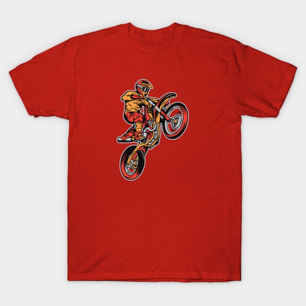 Dirt Bike Popping a Wheelie T-Shirt by SLAG_Creative